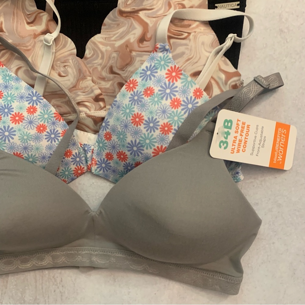 Bundle 4 Wirefree T Shirt Bras Various Danskin Hanes Nautica Warners - Picture 2 of 16